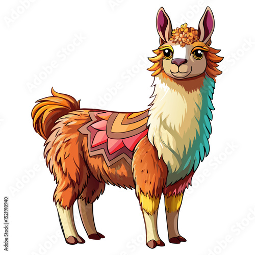 Cute Llama Vector – South American Farm Animal Illustration for Kids, Crafts, and Boho Decor