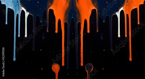 Abstract colorful dripping paint on black background, modern art texture for creative design or background use