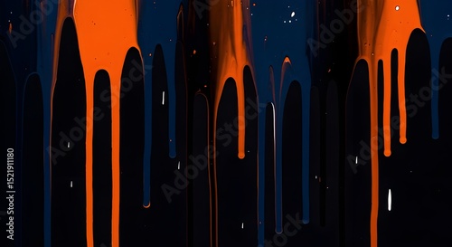 Abstract colorful dripping paint on black background, modern art texture for creative design or background use