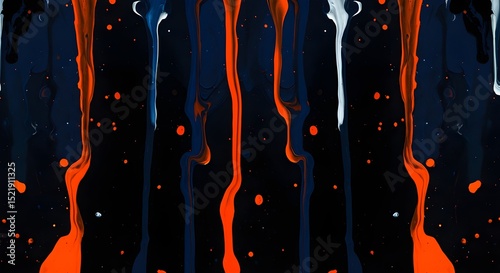 Abstract colorful dripping paint on black background, modern art texture for creative design or background use