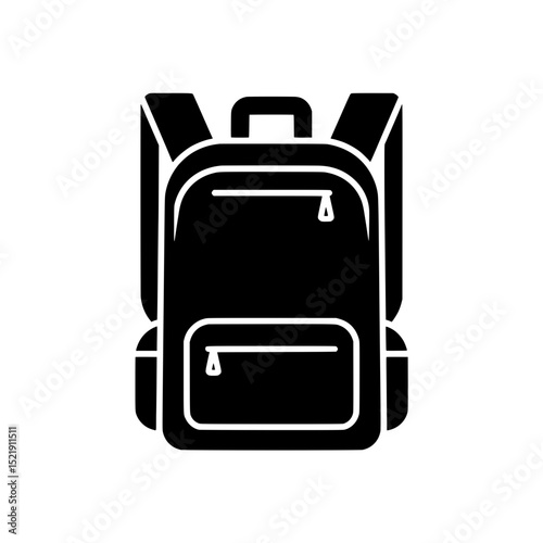 Solid Black Icon of Backpack