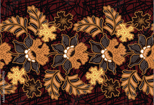 Indonesian Batik Very exclusive flower motif, for fabric