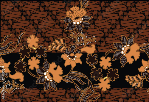 Indonesian Batik Very exclusive flower motif, for fabric