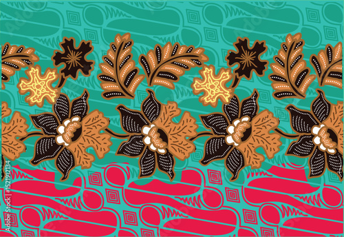 Indonesian Batik Very exclusive flower motif, for fabric