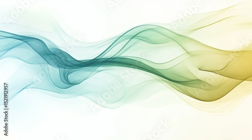 Abstract, flowing, teal & gold,  waves on white
