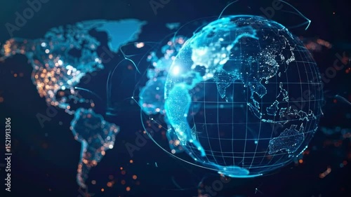Global network connections and data transmission visualizing a digital world future