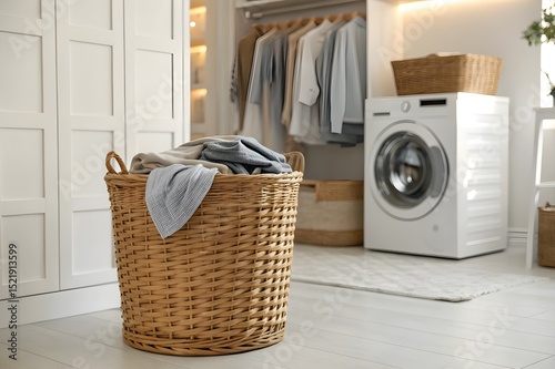 laundry basket and washing machine