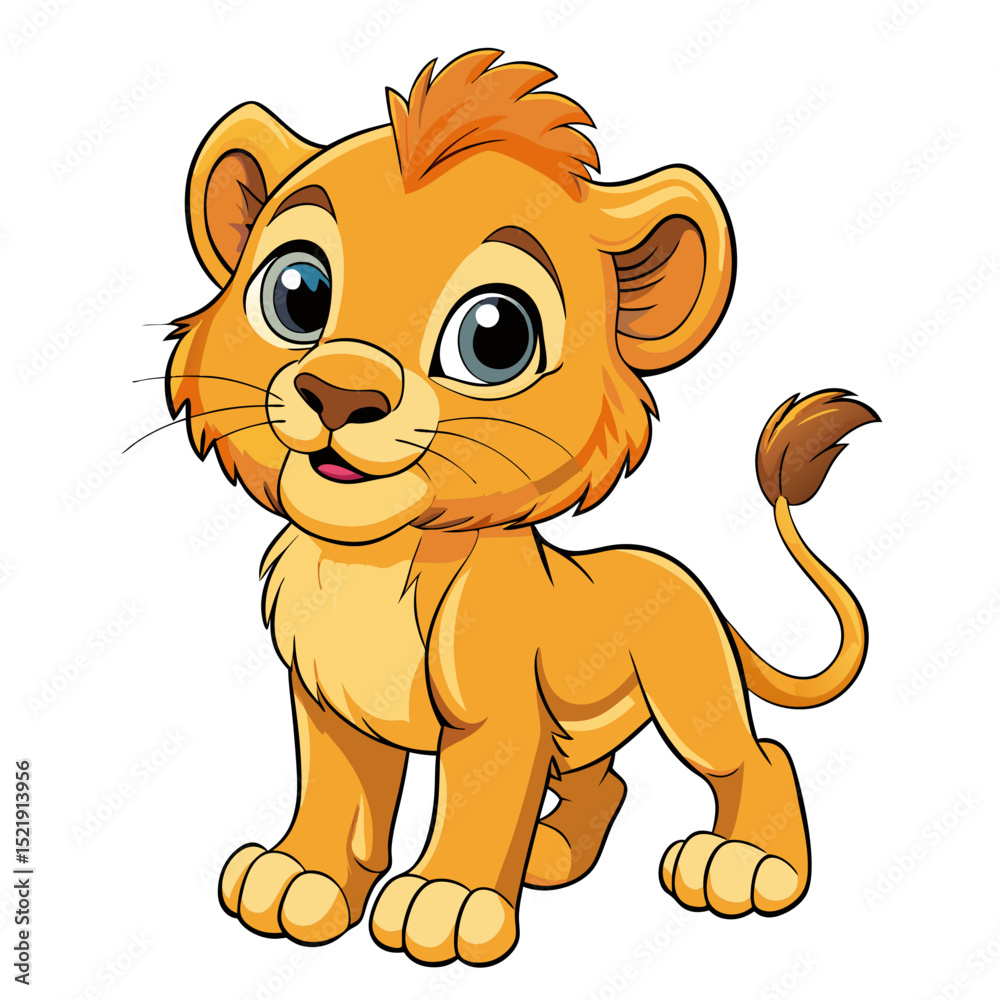 Fototapeta premium Cute Baby Lion Vector – Jungle Animal Illustration for Kids