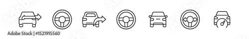Car control line icon set. vehicle, driving, steering icons in outline style collection