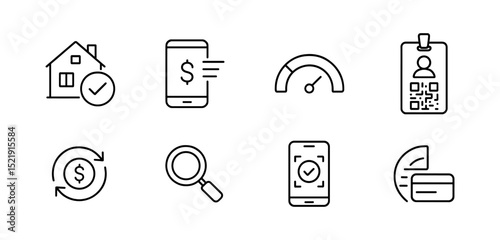 Finance and business line icon set. money, banking, investment outline icons collection