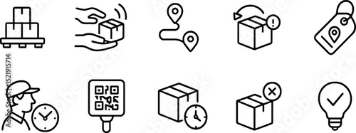 Shipping and delivery outline icon set. package tracking, logistics icons line collection