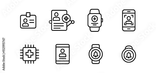 Healthcare and medical line icon set for wellness, health app designs