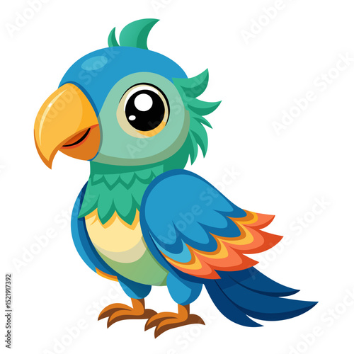 Cute Baby Parrot Vector – Jungle Animal Illustration for Kids