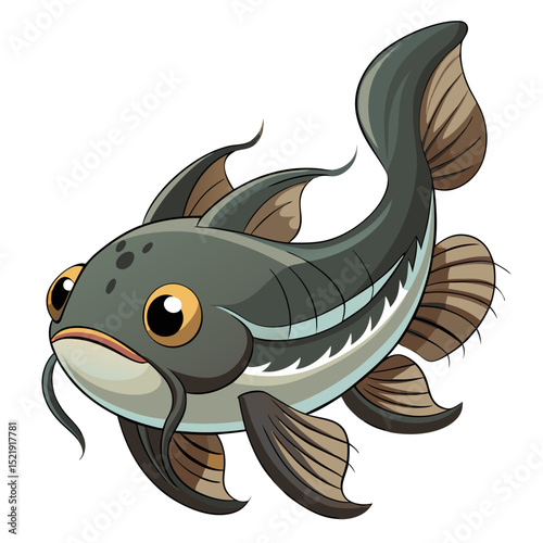 Catfish Vector – Freshwater Fish Illustration for Kids, Crafts, and Aquatic Decor