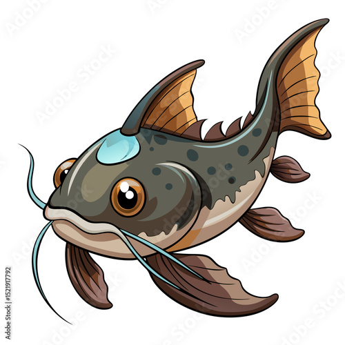 Catfish Vector – Freshwater Fish Illustration for Kids, Crafts, and Aquatic Decor