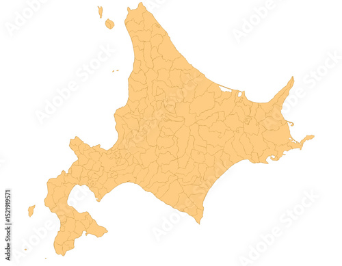 北海道　日本　地図　オレンジ　イラスト