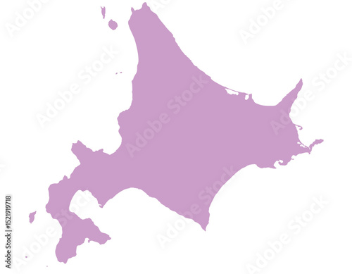 北海道　日本　地図　紫　イラスト