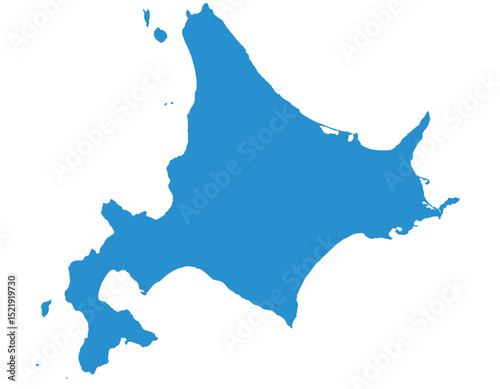 北海道　日本　地図　ブルー　イラスト