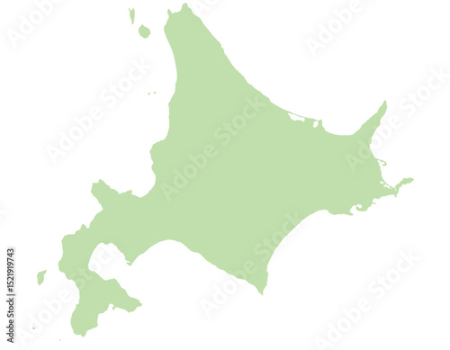 北海道　日本　地図　黄緑　イラスト
