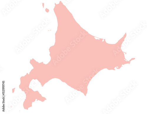 北海道　日本　地図　ピンク　イラスト