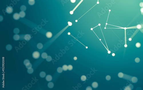 Fototapeta Naklejka Na Ścianę i Meble -  Abstract background. Molecules technology with polygonal shapes, connecting dots and lines. Connection structure. Big data visualization.