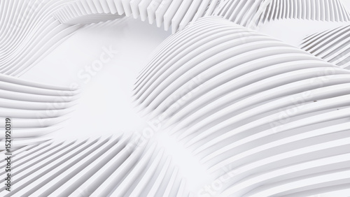 Abstract Curved Shapes. White Circular Background.