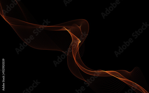 Dark abstract background with a glowing abstract waves