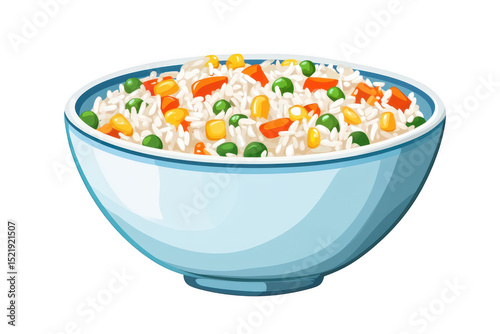 Bowl of vegetable rice dish isolated on a transparent background