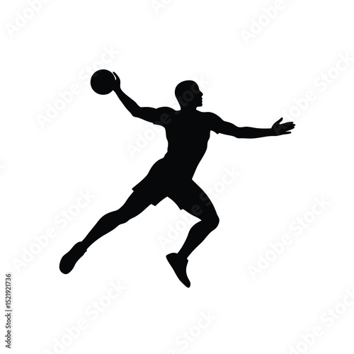 Handball Player Pass Vector Silhouette