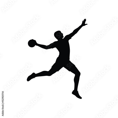 Handball Player Jump Vector Illustration
