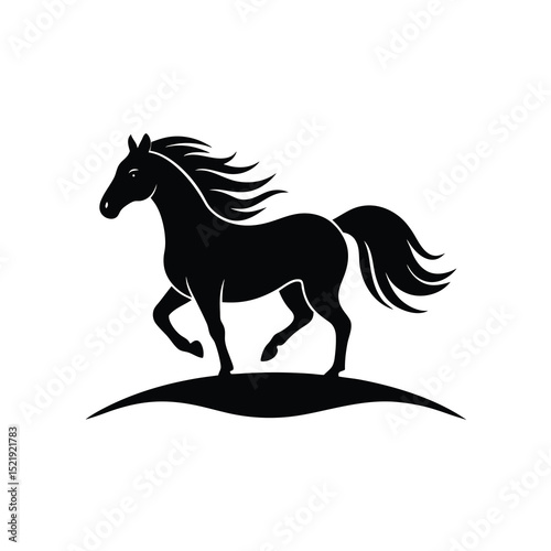 Horse Gallop Field Vector Silhouette
