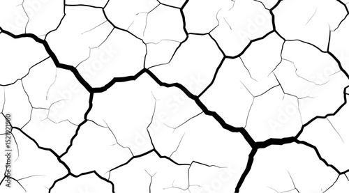 Close-up of a Cracked Surface Displaying a Tiled Effect Against a Plain White Background