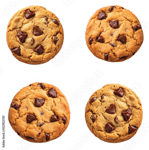 Scattered Chocolate Chips on Transparent Background