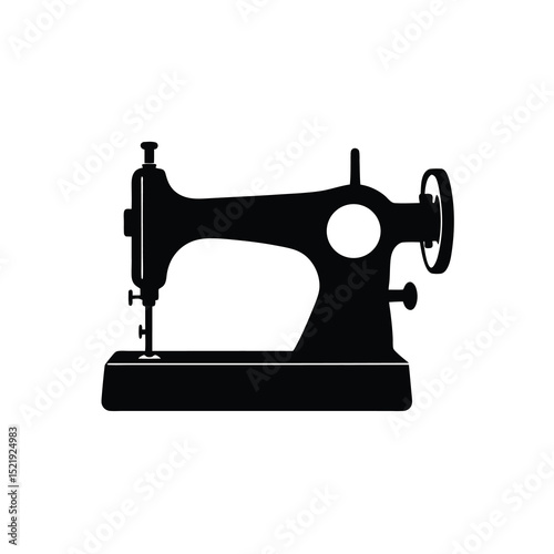 Vintage Sewing Machine Vector Black and White