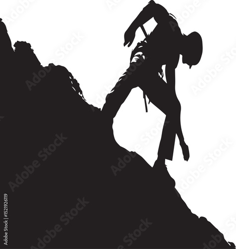  Rock Climber Ascending Mountain Silhouette
