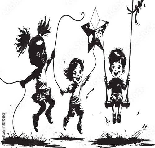 Energetic Children Playing Outdoors Silhouette
