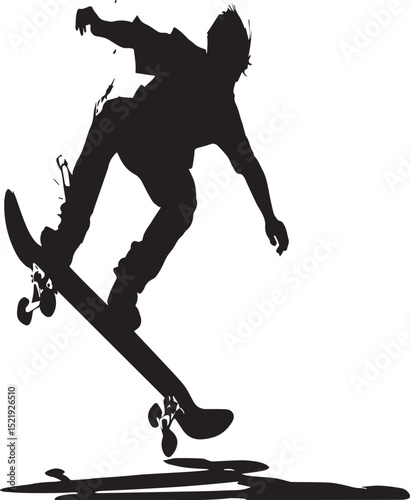 Dynamic Skateboarder Performing Trick Silhouette