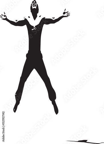 Ecstatic Man Jumping Silhouette

