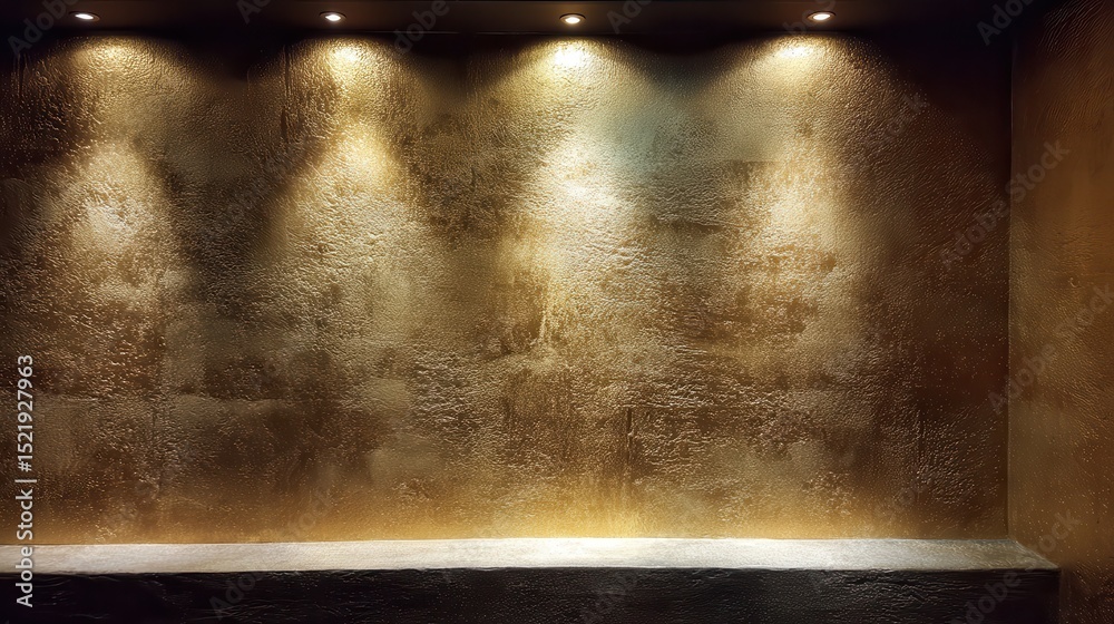 Obraz premium Textured Gold Wall with Spotlights Elegant Interior Design Background