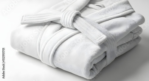 Luxurious White Velour Bathrobe Neatly Folded