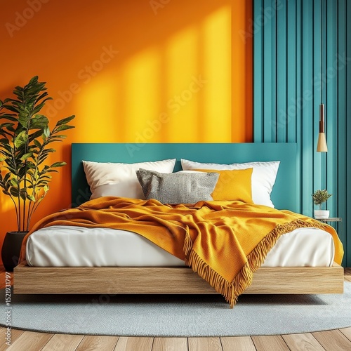 Modern Colorful Bedroom Interior Design photo