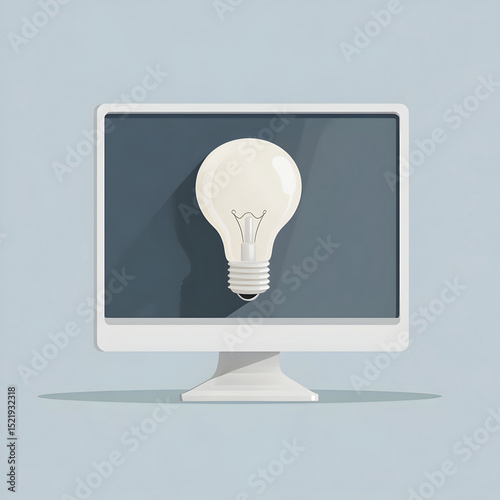 light bulb icon on a cartoon computer monitor 