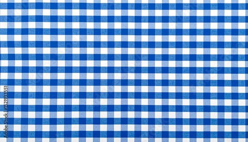Blue and white checkered tablecloth texture. Blue picnic cloth pattern wallpaper background.Kitchen menu backdrop.Retro fabric surface 