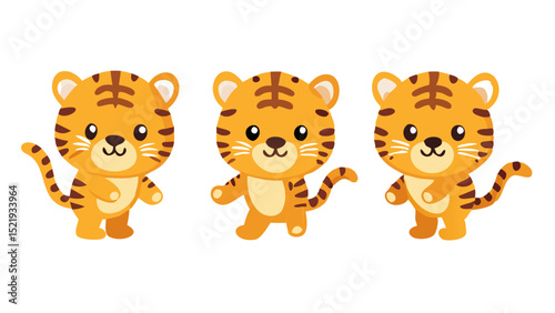 set of funny cartoon lion