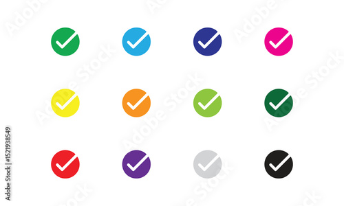 Tick Symbols, Colorful Check Mark Design. These icons provide clarity and consistency in task completion indicators.