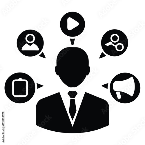 Marketing manager element isolated digital marketing icons on white background