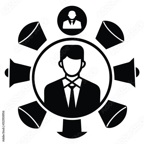 Marketing manager element isolated influencer marketing icon on white background