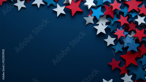 Red, white, and blue stars border a dark blue background, perfect for USA-themed celebrations and designs.