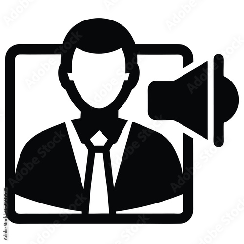 Marketing manager element isolated press release form on white background