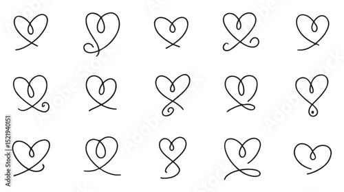 Heart Symbols Interconnected Love Icons Vector Graphics